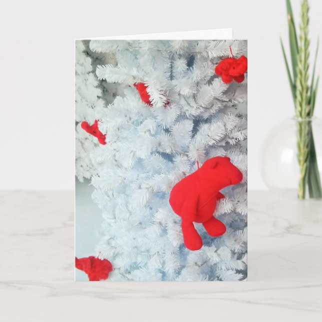 Oso de peluche rojo en árbol de Navidad (Anverso)