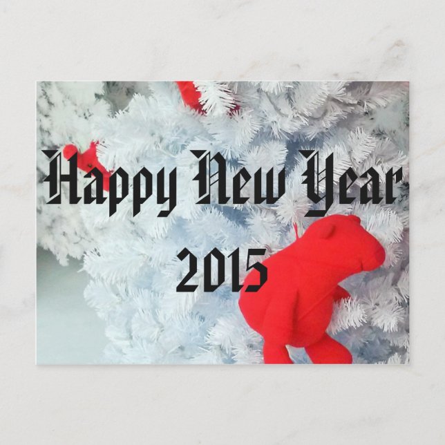 Oso de peluche rojo en árbol de Navidad (Anverso)