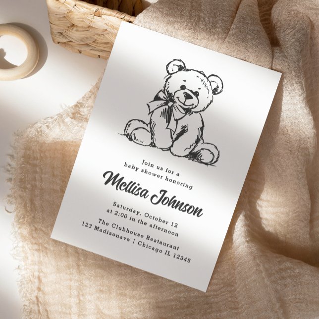 Oso de peluche simple | Invitación de Baby Shower (Subido por el creador)
