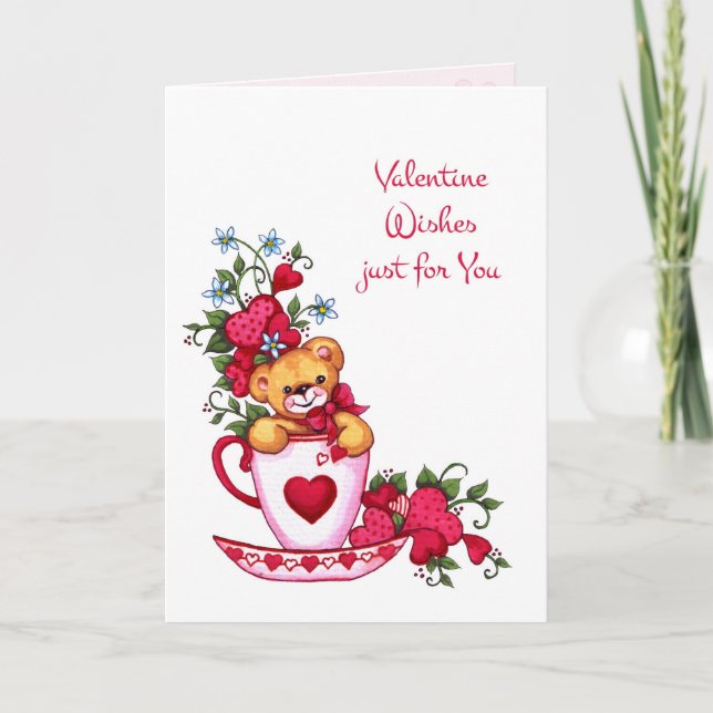 Oso de peluche, tarjeta de El día de San Valentín  (Anverso)
