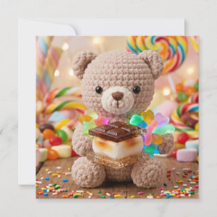 Oso de peluche tejido a crochet con S'more en un P