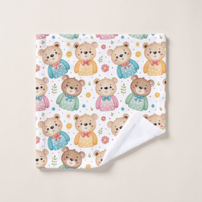 Oso de peluche y flores (Toallita)