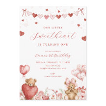 Oso de San Valentín Invitación de Cumpleaños Peque