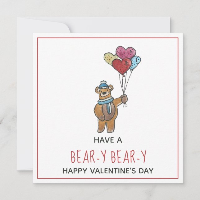 Oso de Teddy con una tarjeta de San Valentín Bouqu (Anverso)