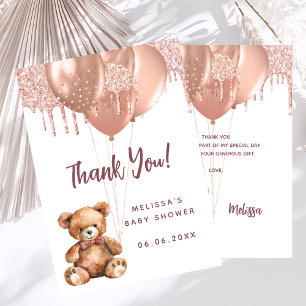 Oso de Teddy oro rosa oro Baby Shower tarjeta de a