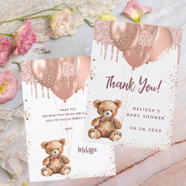 Oso de Teddy oro rosa oro Baby Shower tarjeta de a