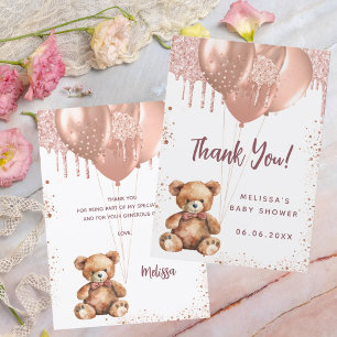 Oso de Teddy oro rosa oro Baby Shower tarjeta de a