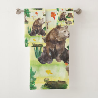 Oso de Woodland de color agua con un cachorro de o
