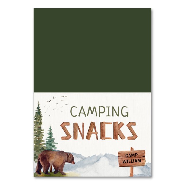 Oso de Woodland - Tarjeta Buffet de Rótulo para ap (Anverso)