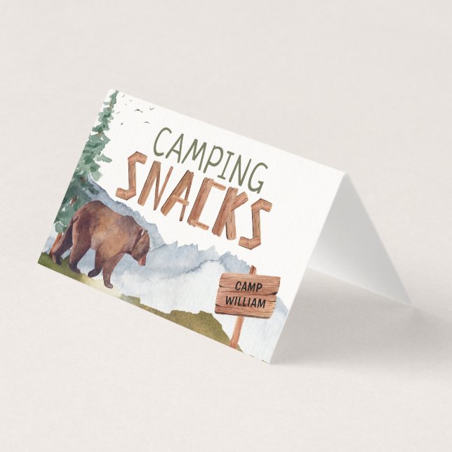 Oso de Woodland - Tarjeta Buffet de Rótulo para ap (Reverso)