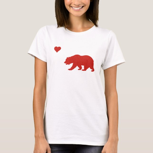 Oso del amor de California y camiseta rojos del (Anverso)