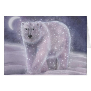 Oso del cielo nocturno tarjeta mágica de oso polar