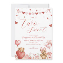 Oso del Día de San Valentín Invitación de Segundo 