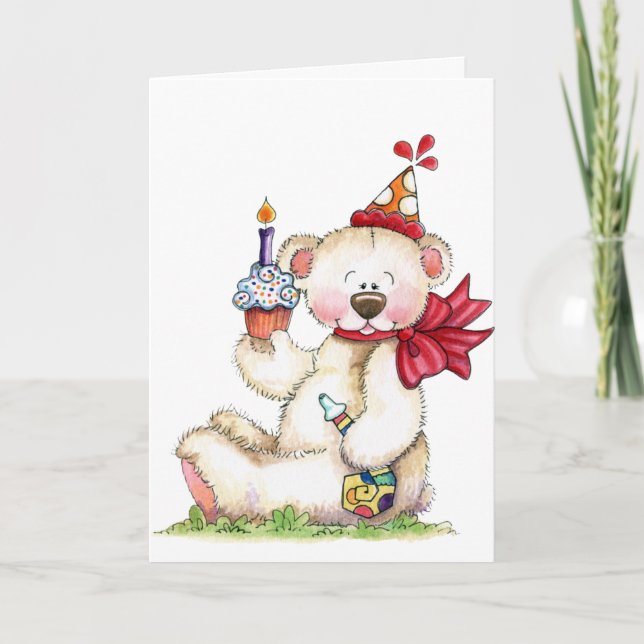 Oso del feliz cumpleaños - tarjeta (Anverso)