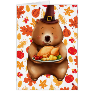 oso del pilgram con el fondo festivo