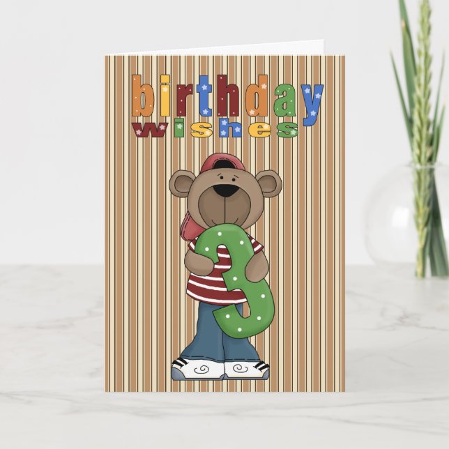 Oso Divertido 3. Tarjeta de deseos de cumpleaños (Anverso)