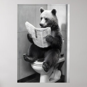 Oso Divertido Impresión de Baño, Periódico de Inod