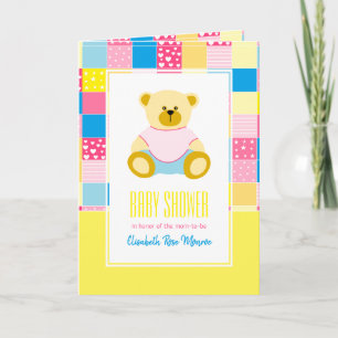 Oso dorado de patchwork, Invitación a baby shower