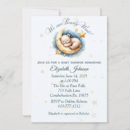 Oso durmiente en la invitación de Baby Shower en l
