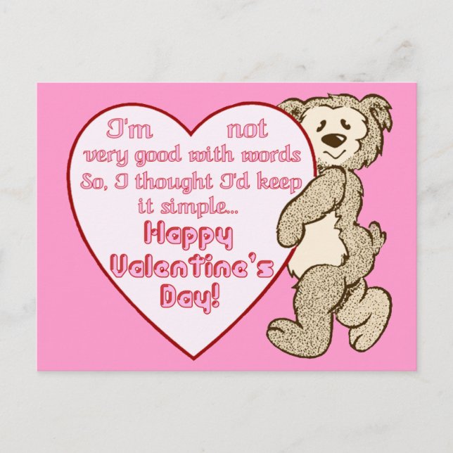 Oso el día de San Valentín con postal cardíaca (Anverso)