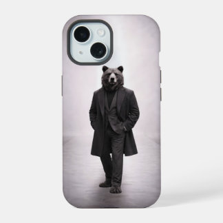 Oso elegante en retrato de traje oscuro clásico