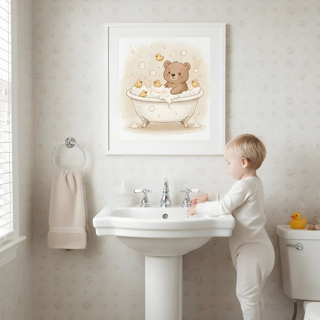 Oso en bañera Arte para pared de baño infantil (Subido por el creador)