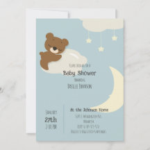 Oso en la invitación a Baby Shower en la nube