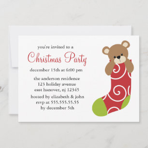 Oso en las invitaciones del Partido de los Navidad