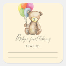 Oso - Etiqueta para libro de baby shower, libros p