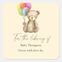 Oso - Etiqueta para libro de regalo de baby shower