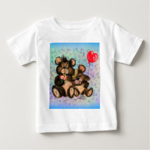 Oso familiar con una camiseta bebé con globo cardí