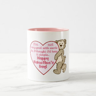 Oso feliz del el día de San Valentín con la taza