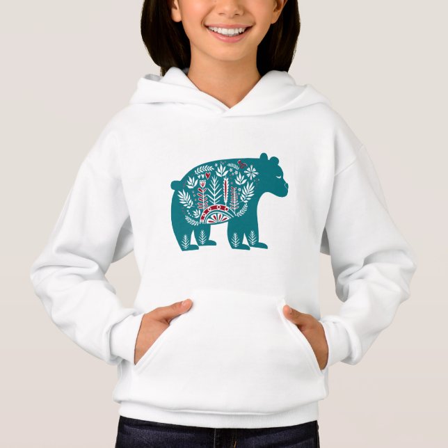 Oso Floral Escandinavo Azul Vintage (Anverso)