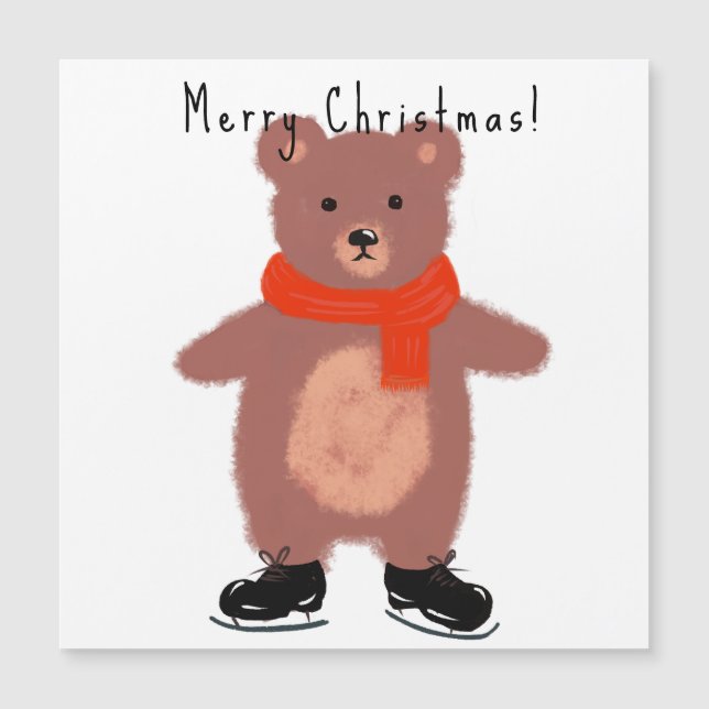 Oso gracioso en patines de invierno (Anverso)