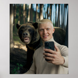 Oso gracioso selfie Personalizado foto arte en par