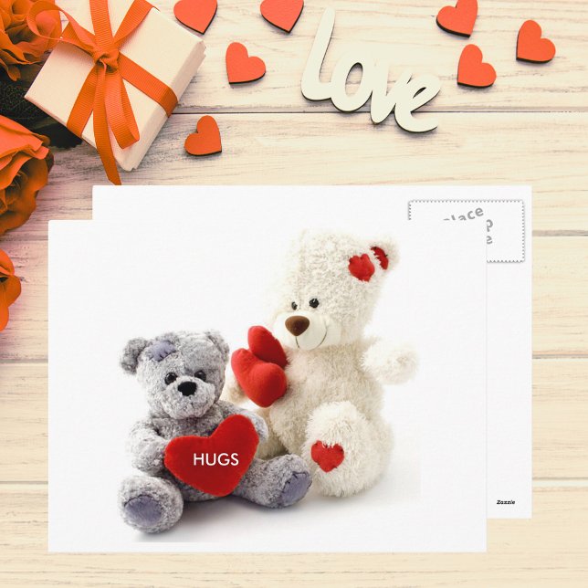 Oso gris y blanco con postal cardíaca (Gray and White Bear with Heart Postcard)