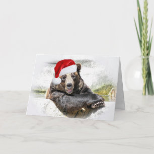 Oso Grizzly Con Gorra Navidad