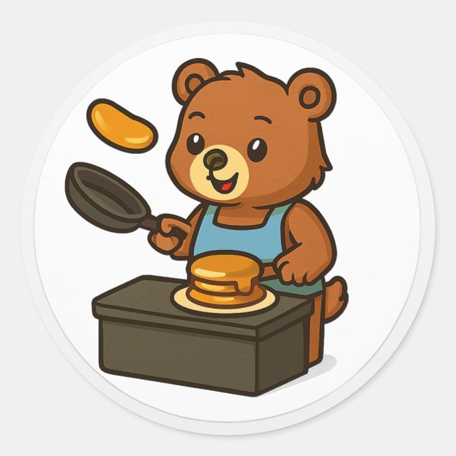 Oso Haciendo Panqueques – Calcomanía de Oso de Dib (Anverso)