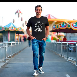Oso Jugando Guitarra Acústica - Camiseta Negra