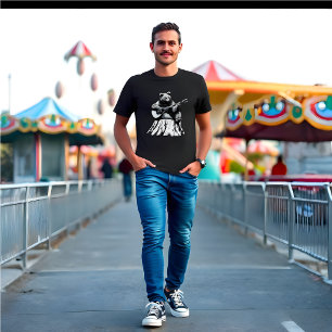 Oso Jugando Guitarra Acústica - Camiseta Negra