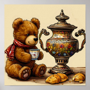Oso Kawaii Bebiendo Té Decoración Caprichosa para 