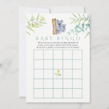 Oso Koala Adorable Hojas de Eucalipto Bebé Bingo