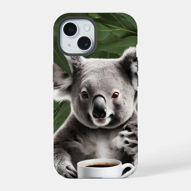 Oso Koala con tazón de café, diseño acogedor (Reverso )