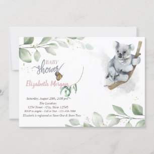 Oso Koala Deja Invitación para Fiesta de Bebé