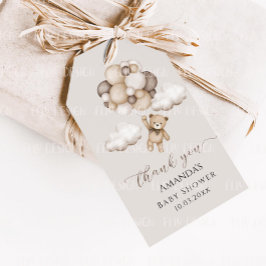 Oso lindo con globos Gracias Etiquetas de regalo