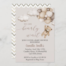 Oso lindo con globos Invitación a Baby Shower