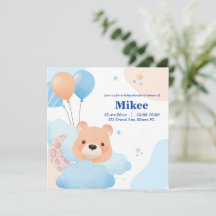 Oso lindo en la tarjeta de invitación Baby Shower 