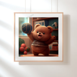 Oso lindo jugando básquetbol arte personalizado