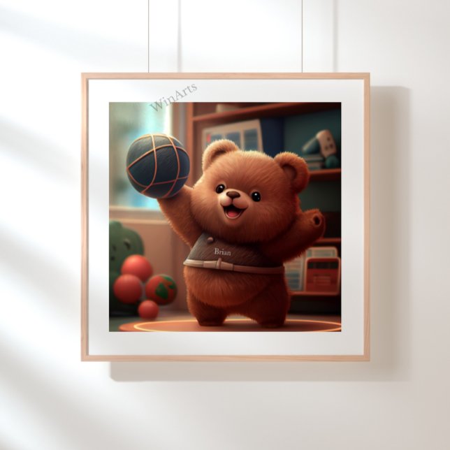 Oso lindo jugando básquetbol arte personalizado (Subido por el creador)