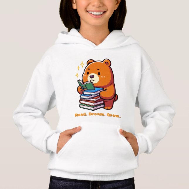 Oso lindo leyendo con libros Kawaii (Anverso)